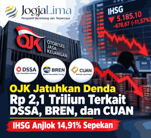 OJK Denda DSSA, BREN, dan CUAN Rp 2,1 Triliun, IHSG Ambruk 14,91% dalam Sepekan